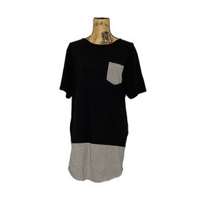 Black Grey Tunic Casual Cotton T-Shirt M